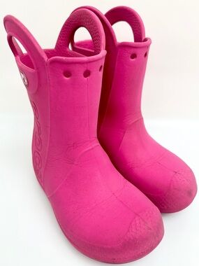 CROCS Kids Handle It Rain Boots Size C10 Waterproof Lightweight Durable Pink